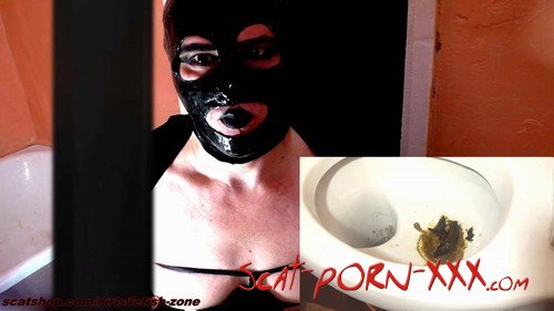 Fetish-zone - hore eats poop from the toilet! - Boobs Scat - Solo, Amateur, Latex [FullHD 1080p]