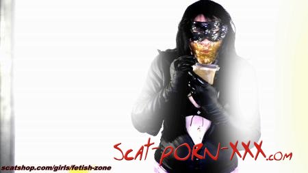 Fetish-zone - Quickly Eat shit and drink piss - Scatting Girl - Latex, Milf, Solo [HD 720p]