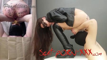 Alina - Slut pooping in mouth of a toilet slave - Toilet Slavery - Domination, Latex [HD 720p]