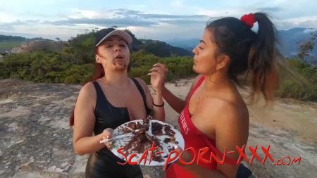 Scarlethot - Making a poop cake at the airport - Outdoor - Lesbians, Eat [FullHD 1080p]