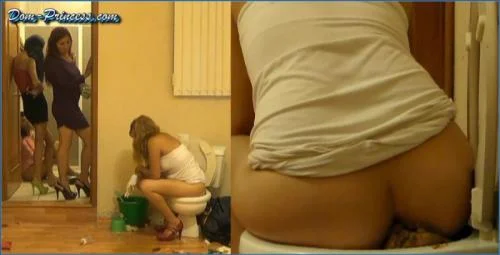 Mercedes Dominates Human Toilet Bowl Locked Part 8 with Sharlene in Femdom Scat Play