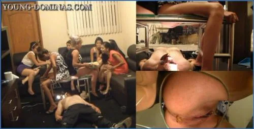 Scatting Stupid Slaves in Femdom buttholes over 1 toilet face with deep shit eating and enema
