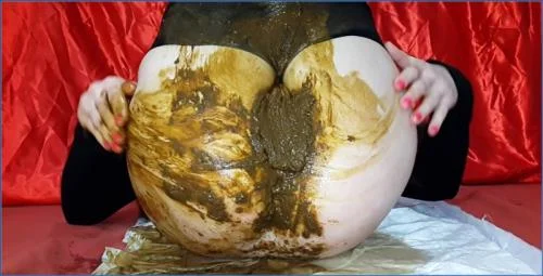 Anna Coprofield Solo in Black Pantyhose with Shitting, Smearing, and Peeing
