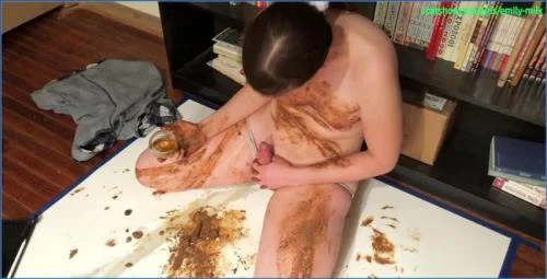 Emily Milk Shits and Smears in Fishnets and Piss - Extreme Solo Scat